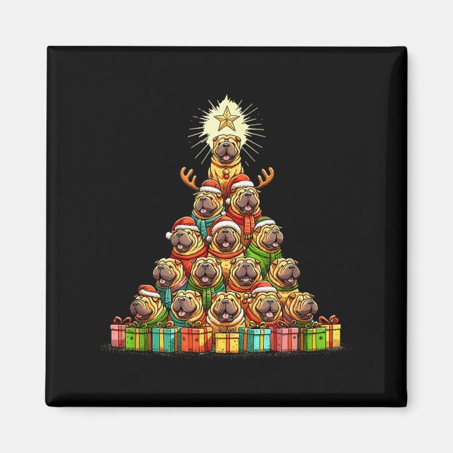 Aimant Christmas Tree Chinese Shar-pei Shar Pei  (Devant)