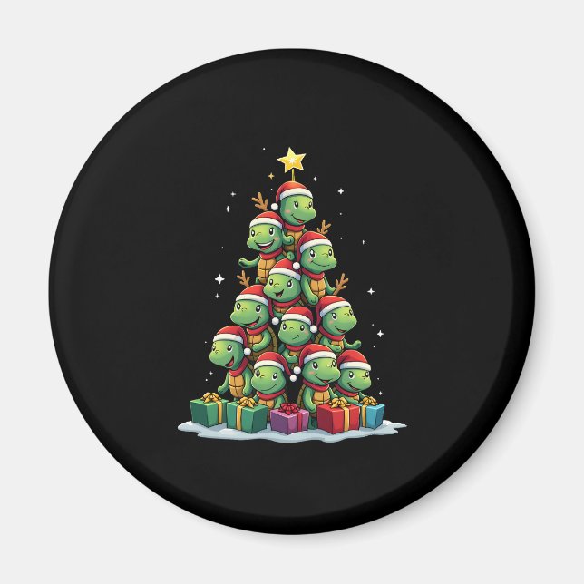 Aimant Christmas Tree Sea Turtle Turtles Tortoise T-Shirt (Devant)