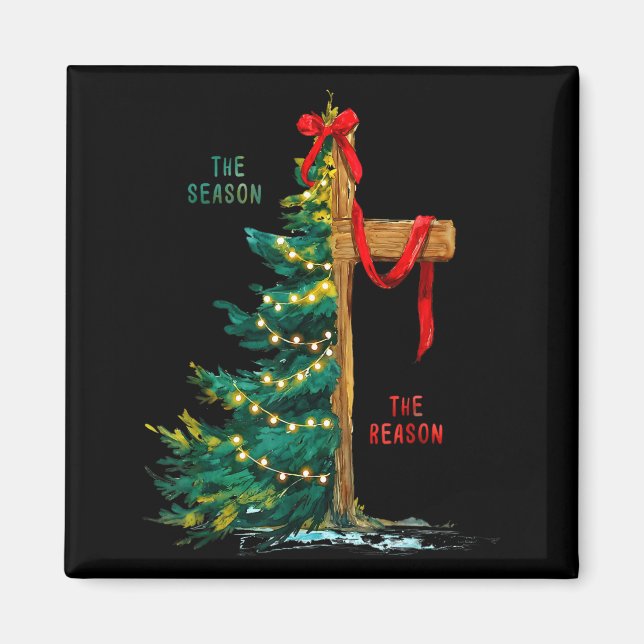Aimant Christmas Tree The Season Jesus Cross The Reason  (Devant)