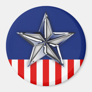Aimant Chrome Comme Silver Star Festive Couleurs patrioti