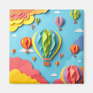 Aimant Ciel à motif de ballons à air chaud colorés