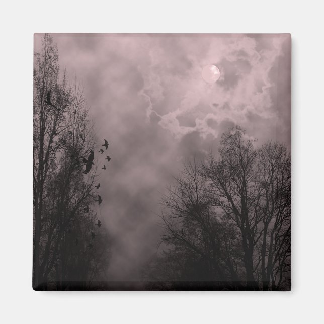 Aimant Ciel rouge sang hanté avec des ravens (Devant)