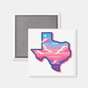 Aimant Cieux de barbe à papa rose et bleu du Texas