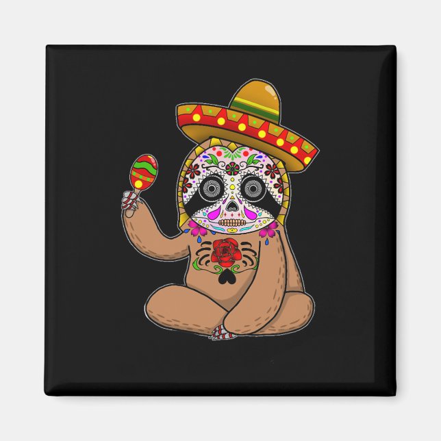 Aimant Cinco De Mayo Sloth Halloween Mexicaine Jour De La (Devant)