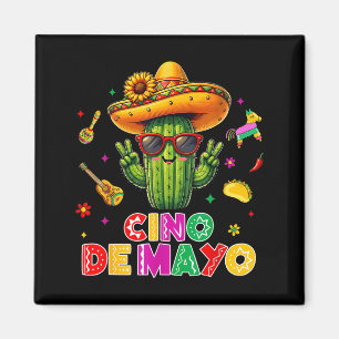 Aimant Cinq mai cactus mexicain drôle let's fiestaCinc