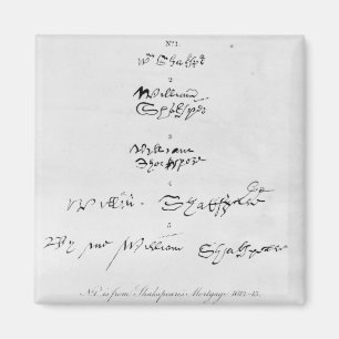 Aimant Cinq véritables autographes de William Shakespeare