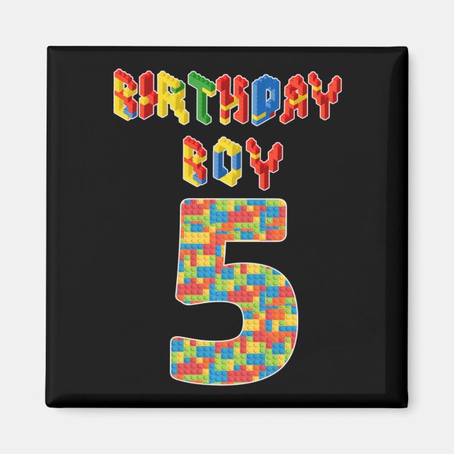 Aimant Cinq Year Old Toxits Building Block 5th Birthday B (Devant)