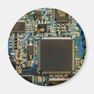 Aimant Circuit imprimé bleu macro Photo de PCB