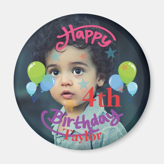 Aimant circulaire photo personnalisé (Devant)