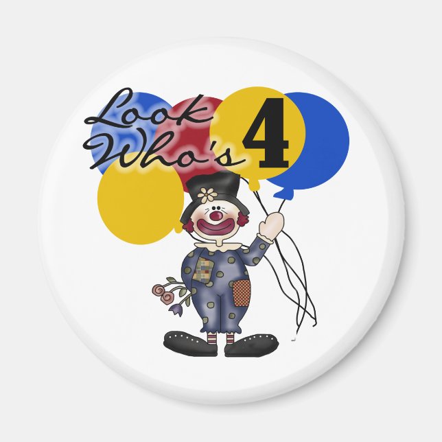 Aimant Circus Clown 4e Anniversaire Tshirts et cadeaux (Devant)