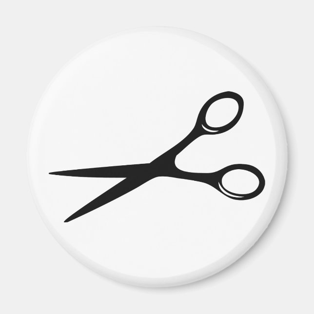Aimant ciseaux coiffeur barbier noir (Devant)
