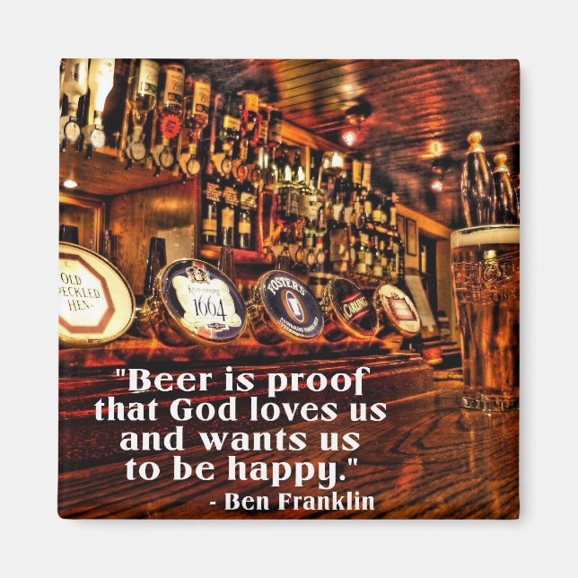 Aimant Citation célèbre de Ben Franklin sur la bière (Devant)