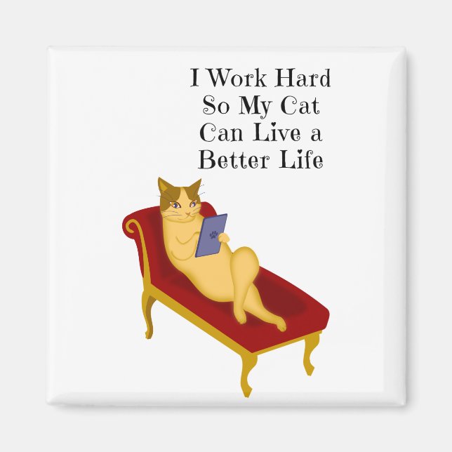 Aimant Citation de chat amusante avec l'illustration de l (Devant)