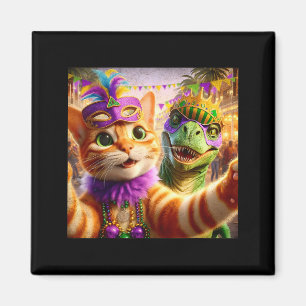 Aimant Citation de dinosaure de chat de selfie Mardi Gras