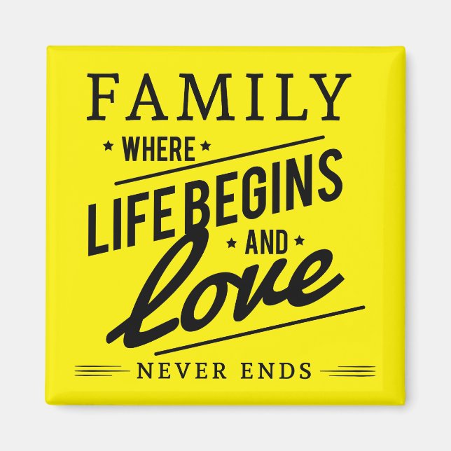 Aimant Citation de famille de typographie d'inspiration j (Devant)
