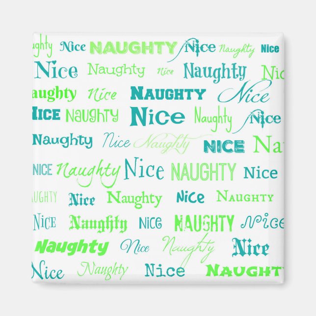 Aimant Citation de Noël Fun Naughty ou Nice (Devant)