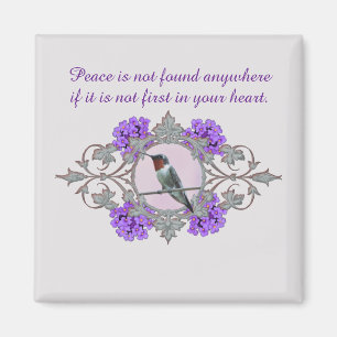 Aimant Citation de paix avec le colibri