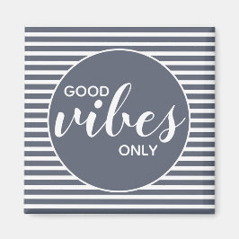Aimant Citation de typographie en bleu et blanc Good Vibe