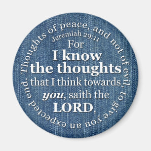 Aimant Citation de vers de bible de denim du 29:11 KJV de