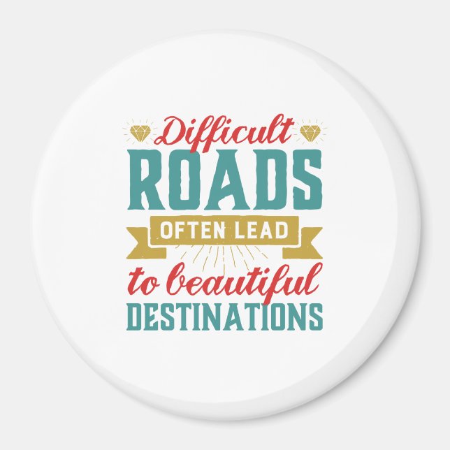 Aimant Citation de vie Inspirationnelle vintage Routes di (Devant)