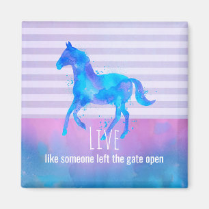 Aimant Citation inspirante avec un cheval en course libre