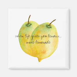 Aimant Citation inspirante de l'aquarelle de citrons
