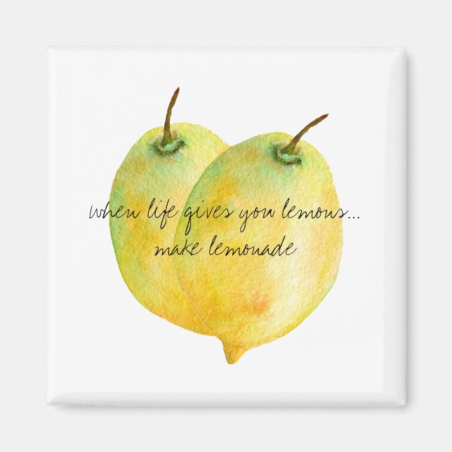 Aimant Citation inspirante de l'aquarelle de citrons (Devant)