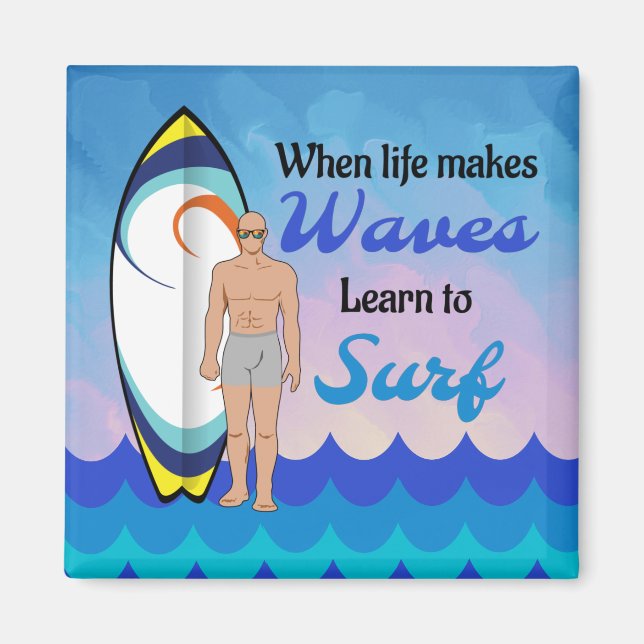 Aimant Citation inspirante des vagues de planche à voile (Devant)
