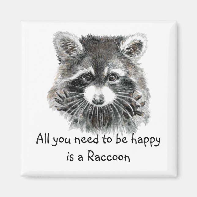 Aimant Citation Inspiration Raccoon de l'Aquarelle (Devant)