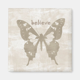 Aimant Citation Inspirationnelle Crème Croire Papillon