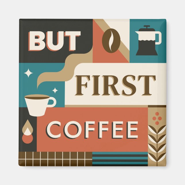 Aimant Citations de café coloré (Devant)