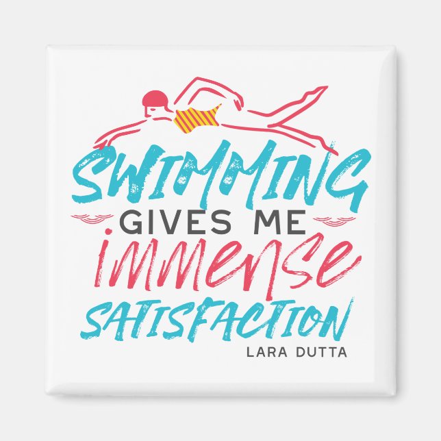 Aimant Citations de natation et de satisfaction amusantes (Devant)