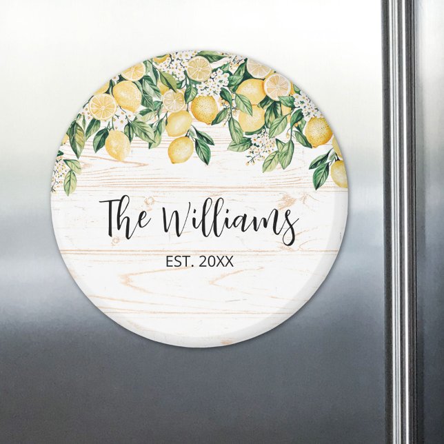 Aimant Citron jaune monogramme Bois blanc (In situ)