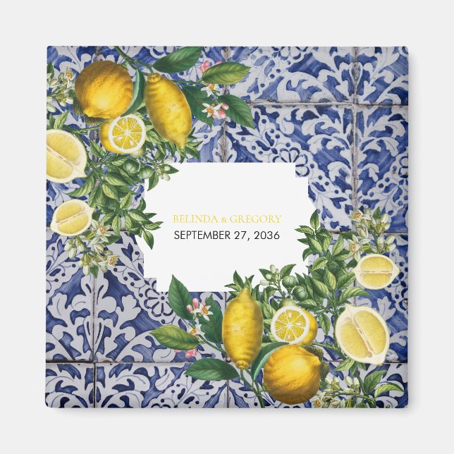 Aimant Citrons méditerranéens Mariage portugais Favoriser (Devant)