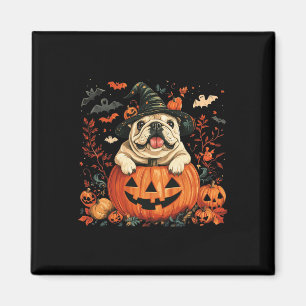 Aimant Citrouille anglais Buldog Halloween Hommes d'actio