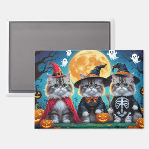 Aimant Citrouille de chats perses Halloween drôle