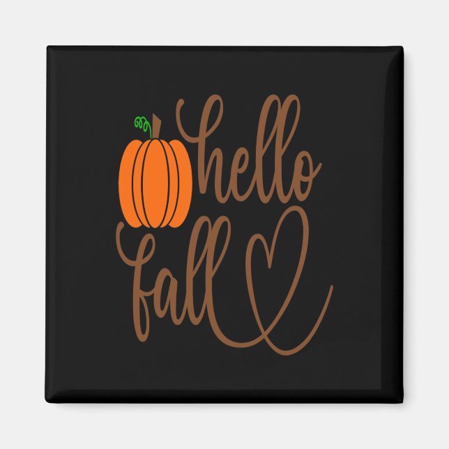 Aimant citrouille drôle visage Halloween Bonjour Automne  (Devant)