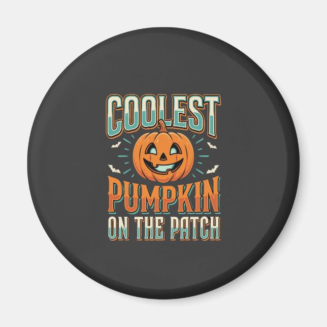 Aimant Citrouille la plus cool sur le patch Design Hallow (Devant)