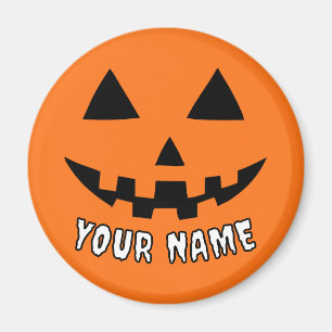 Aimant Citrouille orange personnalisé Halloween Votre Nom