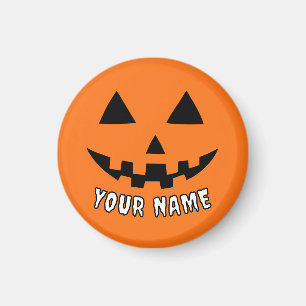 Aimant Citrouille orange personnalisé Halloween Votre Nom