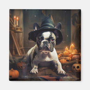 Aimant Citrouilles d'Halloween effrayantes de Bouledogue 