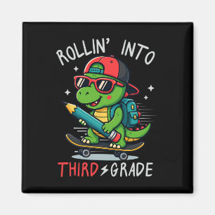 Aimant Ck À l'école qui entre en 3e année T-rex Skateboa