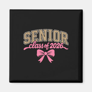 Aimant Cl de 2026 Rose Coquette Noeud Senior Graduation