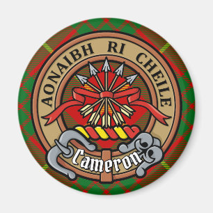 Aimant Clan Cameron Crest sur Tartan