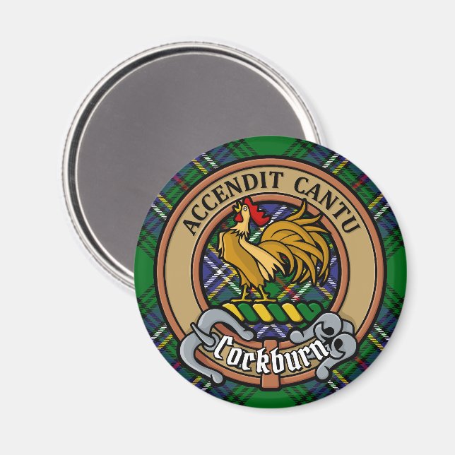 Aimant Clan Cockburn Crest sur Tartan (Recto/Verso)