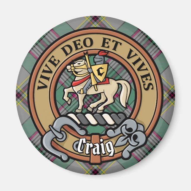 Aimant Clan Craig Crest sur Tartan (Devant)