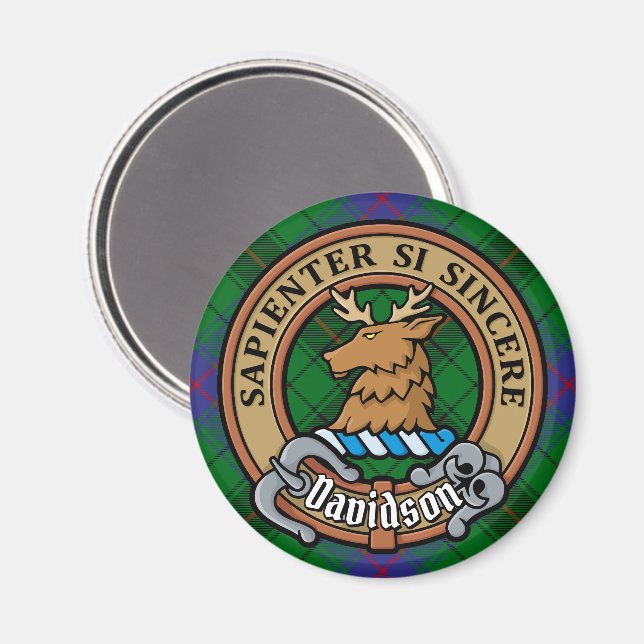 Aimant Clan Davidson Crest sur Tartan (Recto/Verso)