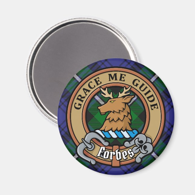 Aimant Clan Forbes Crest sur Tartan (Recto/Verso)