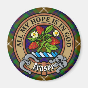 Aimant Clan Fraser Crest sur la chasse Tartan