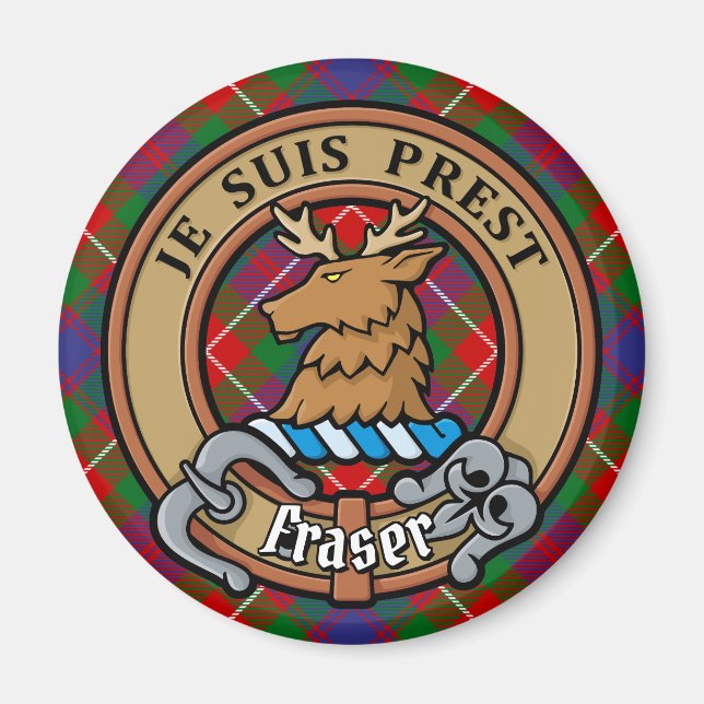 Aimant Clan Fraser de Lovat Crest sur Tartan (Devant)